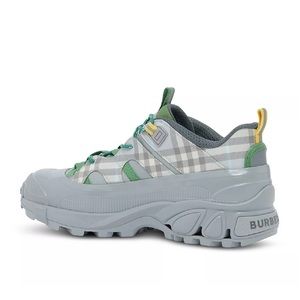 BURBERRY Logo Grey Vintage Check High Sole Rain Boots Low Top Sneakers Shoes NEW